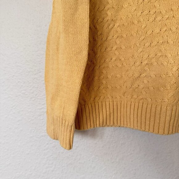 Womens Studio Works 100% Cotton Yellow Crew Sweater Size Large Knit - Picture 4 of 7